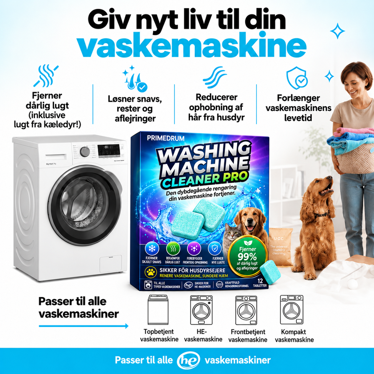 Dybderensningstabletter til vaskemaskine – 12 stk